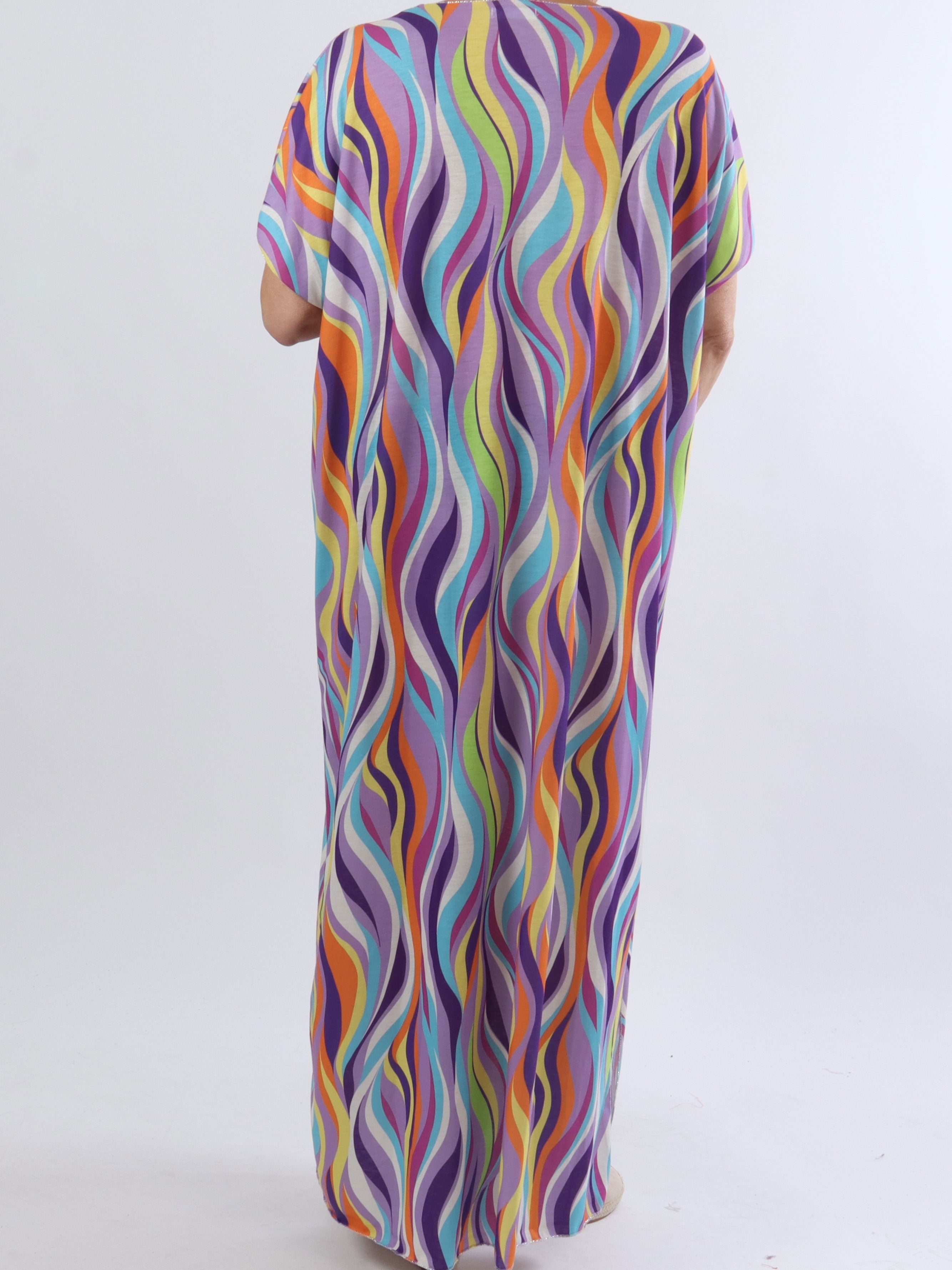 Kirsa long - Lång mjuk plus size i mångfärgat tyg